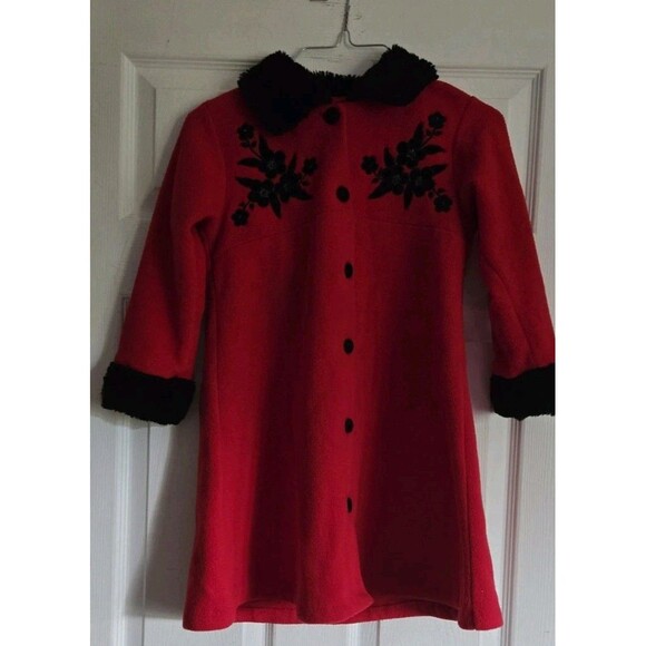 Vintage Petes Partner Good Lad Girls Size 6 Red Fleece Dress Coat & Hat 2pc Set! - Picture 12 of 16